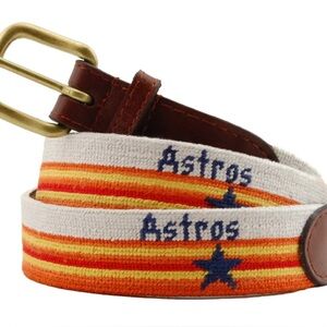 Smathers & Branson Houston Astros Needlepoint Belt Baseball Preppy Boys L